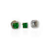 Studs with diamond jackets square emerald cut