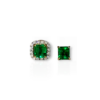 Studs with diamond jackets square emerald cut