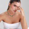 Diamond and emerald tennis necklace