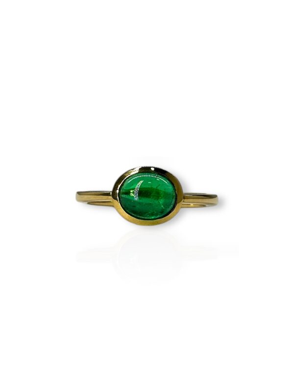 'East West' Cabochon Emerald Ring