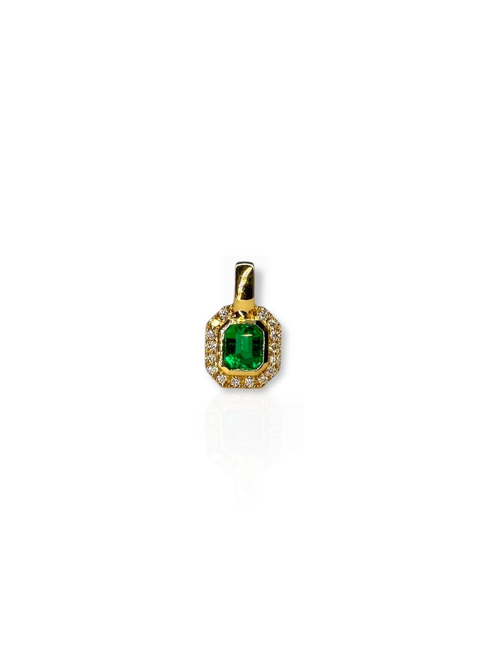 Emerald charm pendant with diamond detailing