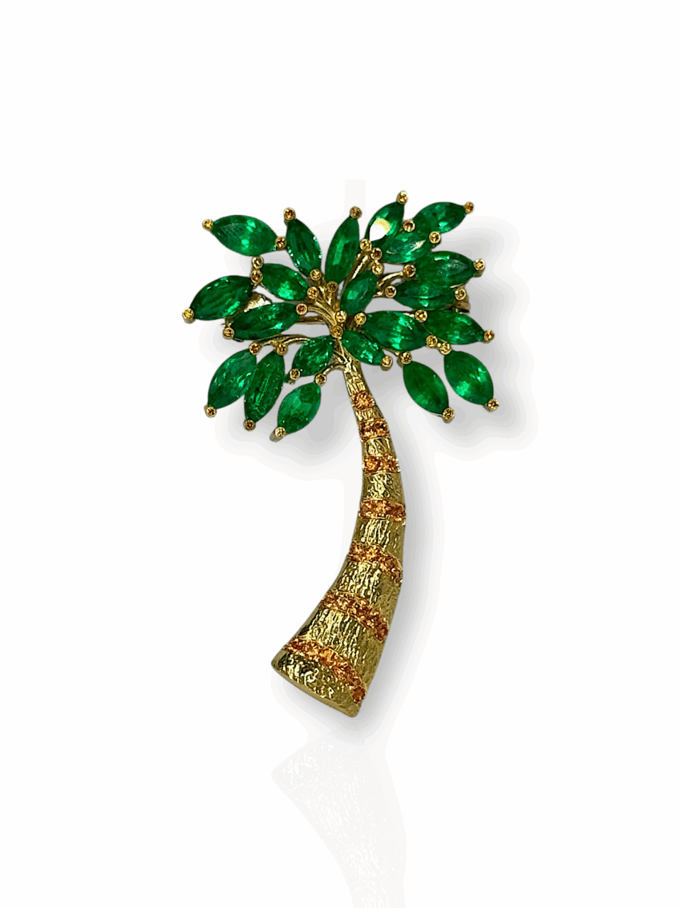 Palm tree brooch/pendant of Colombian emeralds, sapphires and diamonds