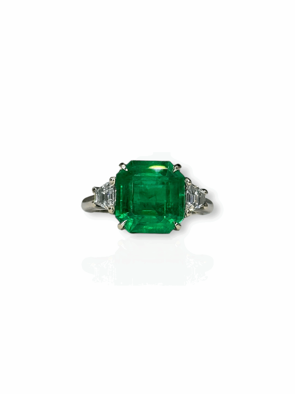 Three stone Colombian emerald ring