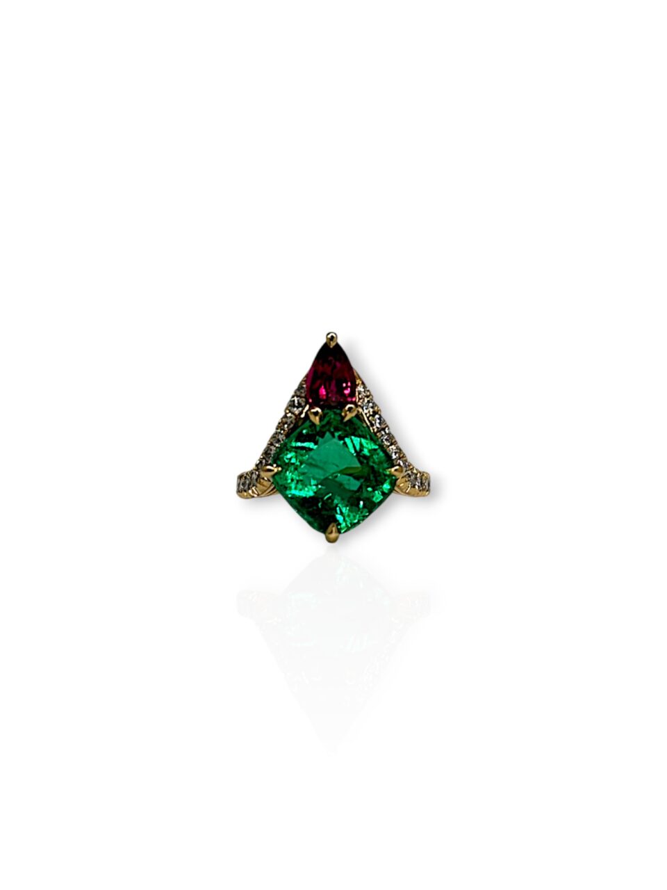 Colombian emerald & Burma ruby (no heat) ring