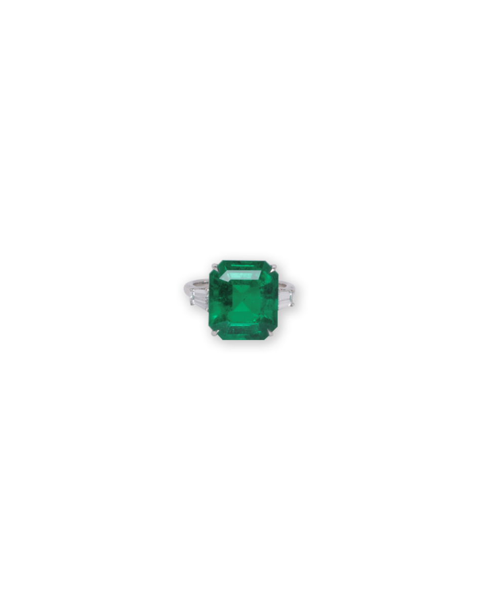 Important emerald cut Muzo region ring