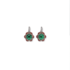 Spectacular Trapiche Emerald, Natural Sapphire, and Diamond Hoop Earrings