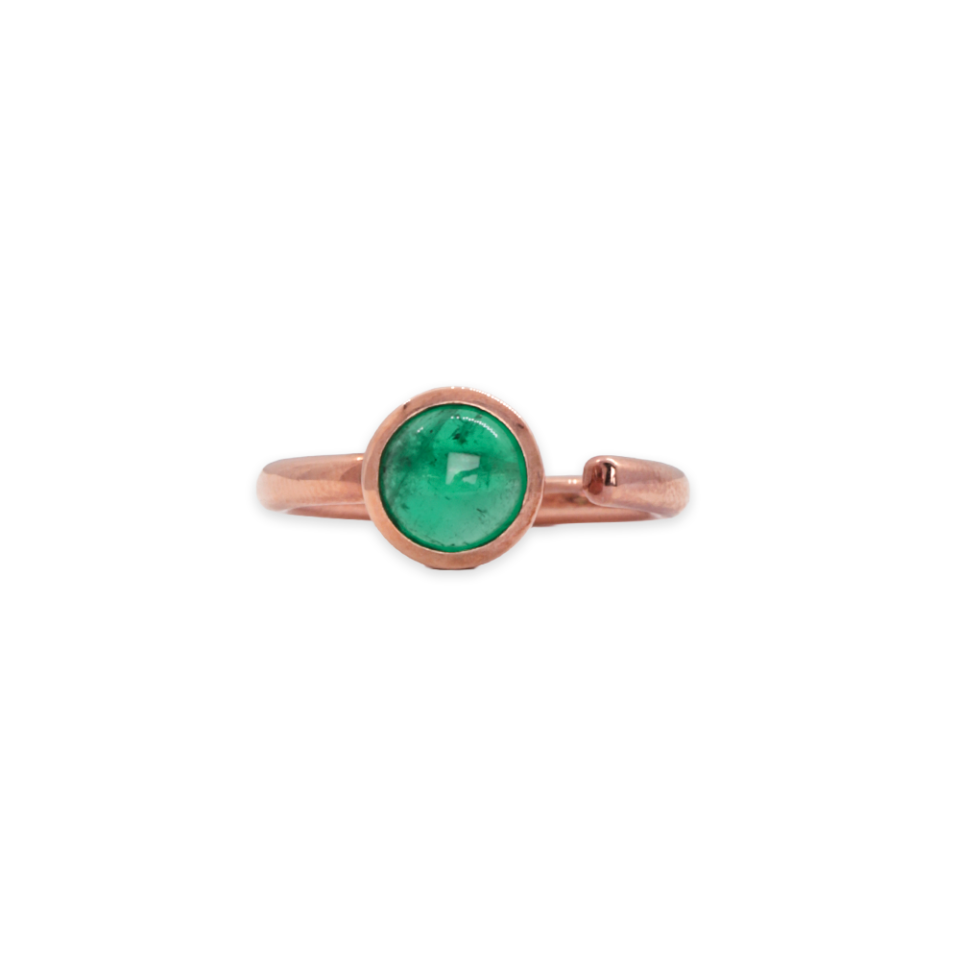 Round Emerald Rose Gold Ring