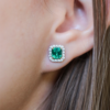 1.28 ct Fine Emerald Studs With Diamond Jacket