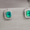 1.28 ct Fine Emerald Studs With Diamond Jacket