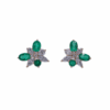 Colombian Emerald & Diamond Cluster Studs