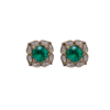 1.15 ct Round Emerald Flower Studs with Diamond Halo