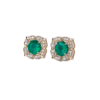 1.15 ct Round Emerald Flower Studs with Diamond Halo