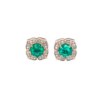 0.90 ct Round Emerald Flower Studs with Diamond Halo