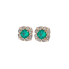 0.90 ct Round Emerald Flower Studs with Diamond Halo