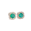 0.90 ct Round Emerald Flower Studs with Diamond Halo