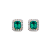 1.24ct Fine Square Cut Emerald Studs With Diamond Jackets