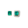 1.24ct Fine Square Cut Emerald Studs With Diamond Jackets