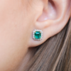 1.24ct Fine Square Cut Emerald Studs With Diamond Jackets