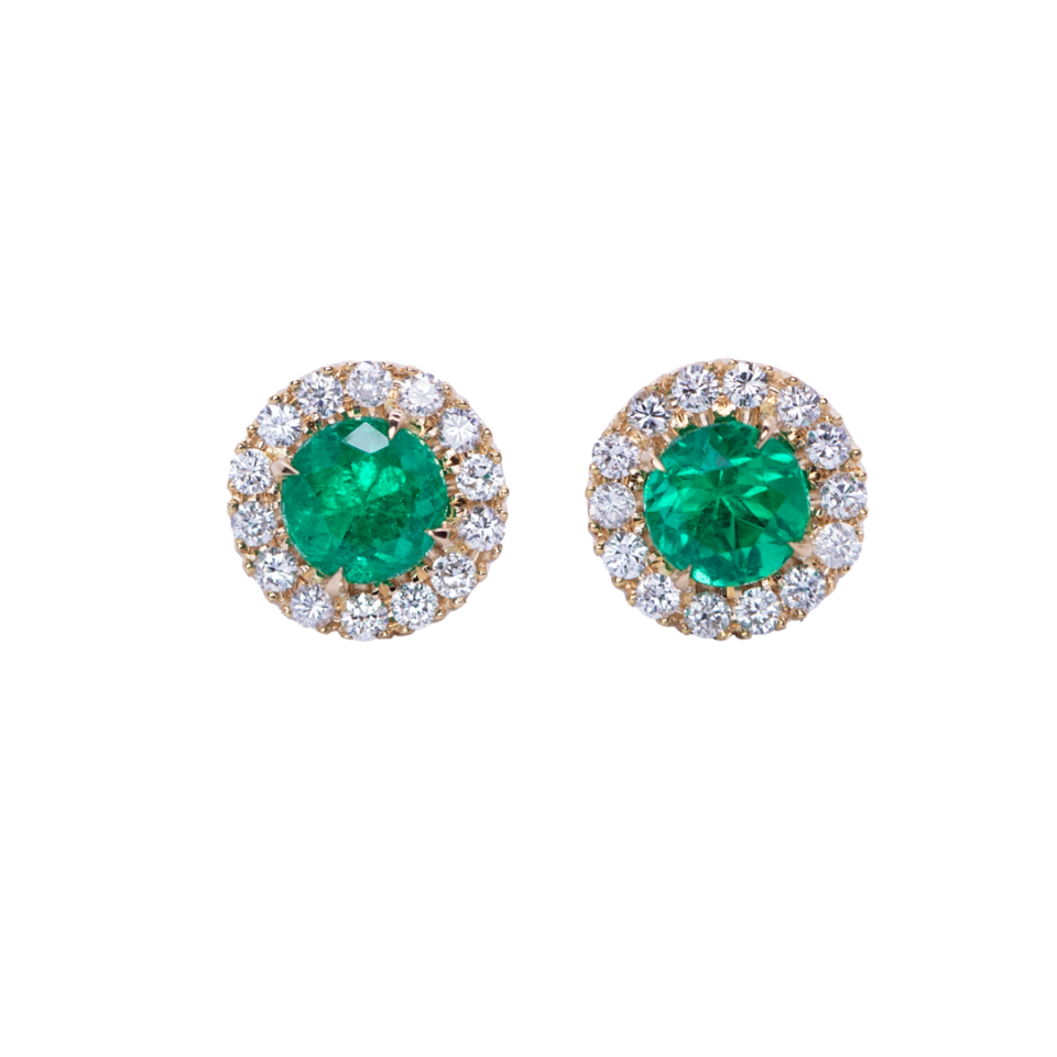 1.30 ct Classic Round Studs With Diamond Halo