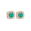 1.15 ct Round Emerald Flower Studs with Diamond Halo