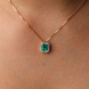 0.81 Emerald pendant with diamond halo