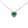 0.39 ct Heart Shaped Emerald Chain With Diamond Halo