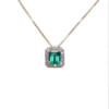 0.96 ct Emerald pendant with diamond halo