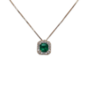 0.81 Emerald pendant with diamond halo