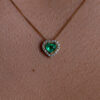 0.39 ct Heart Shaped Emerald Chain With Diamond Halo