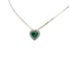 0.39 ct Heart Shaped Emerald Chain With Diamond Halo
