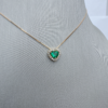 0.39 ct Heart Shaped Emerald Chain With Diamond Halo