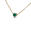 1.70 ct Heart Shaped Emerald pendant with diamond halo