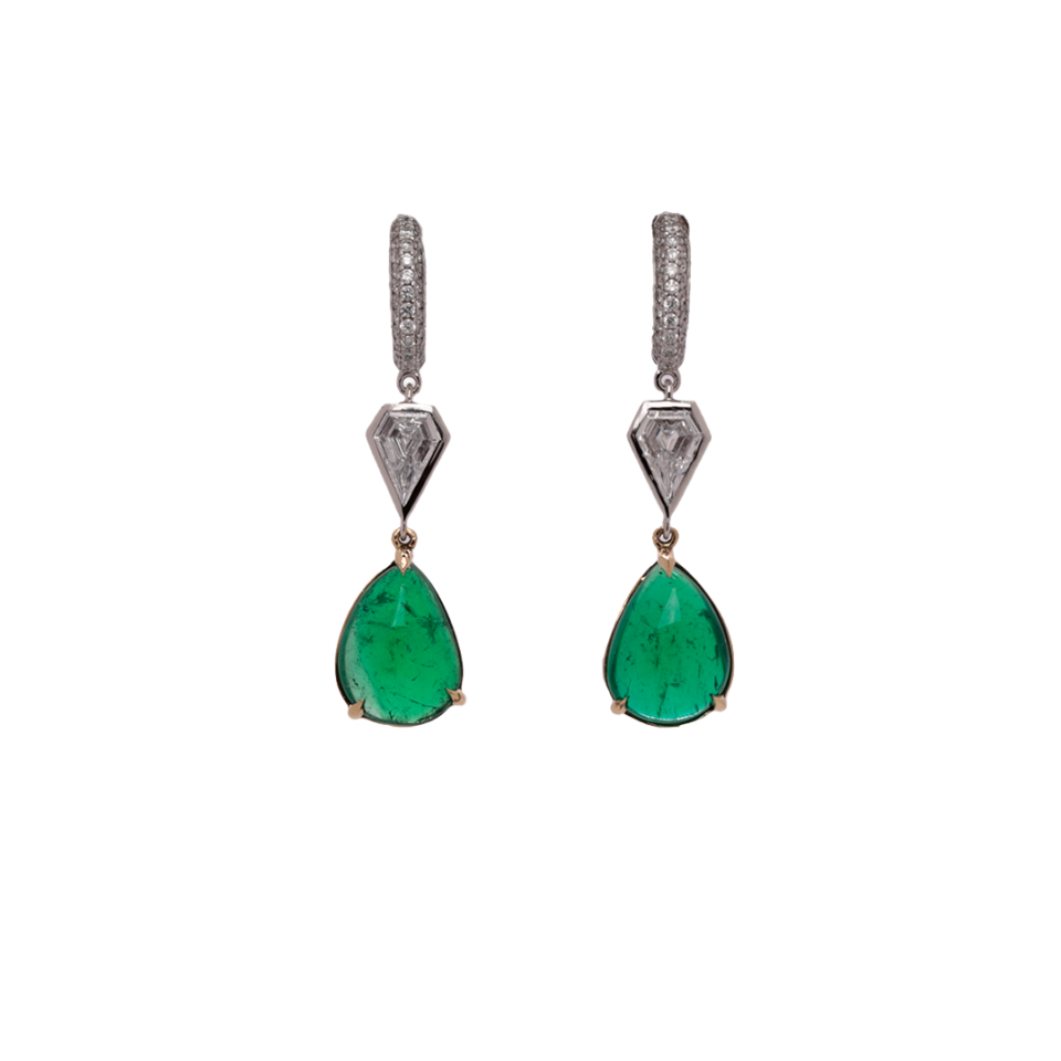 3.82 ct Classic Cabochon Emerald Earrings