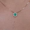 0.39 ct Square Cut Pendant With Diamond Halo