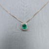 0.39 ct Square Cut Pendant With Diamond Halo