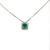 0.39 ct Square Cut Pendant With Diamond Halo