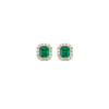 0.86 ct Everyday emerald studs with diamond halo