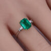 2.41 ct Classic 3 stone emerald ring