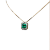 0.39 ct Square Cut Pendant With Diamond Halo